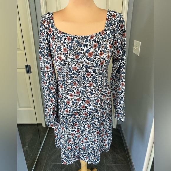 O’Neill Floral Square Neck Long Sleeve Dress Beach Cottagecore - Picture 1 of 8